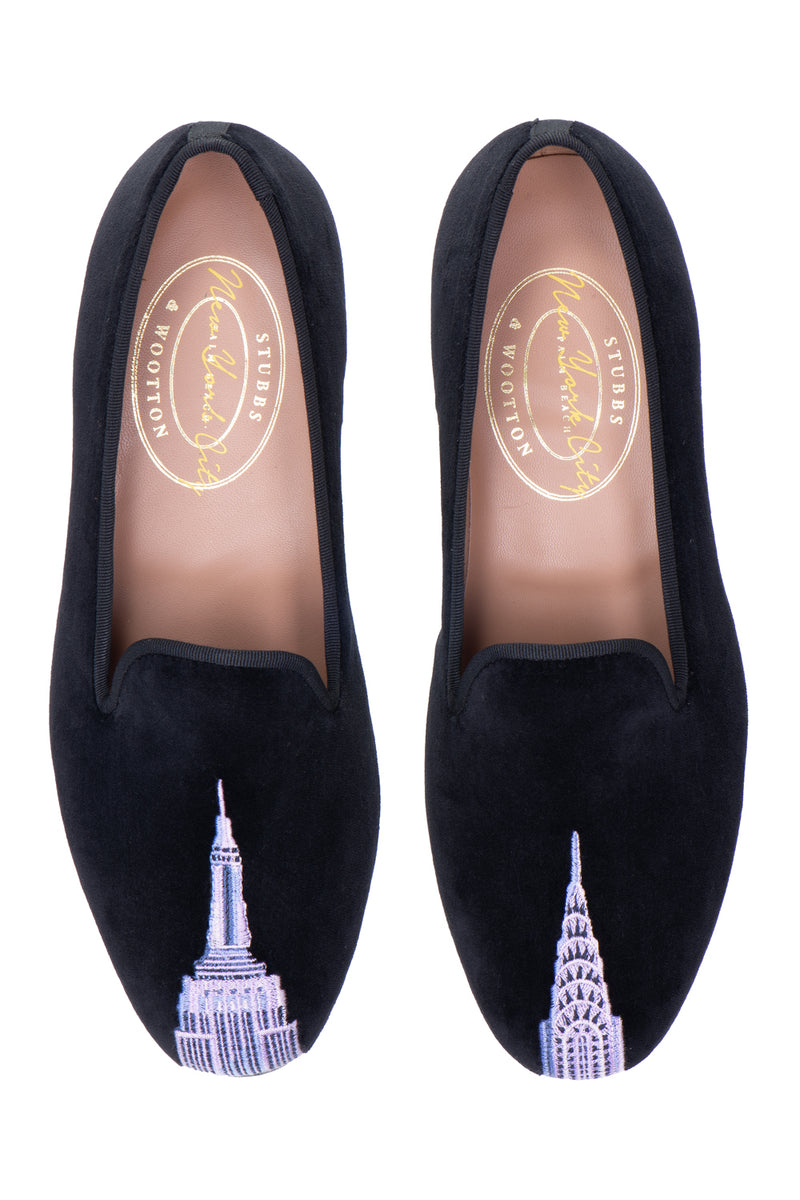 【STUBBS & WOOTTON 】スリッポン Celebrate Black Velvet Slipper (Men)