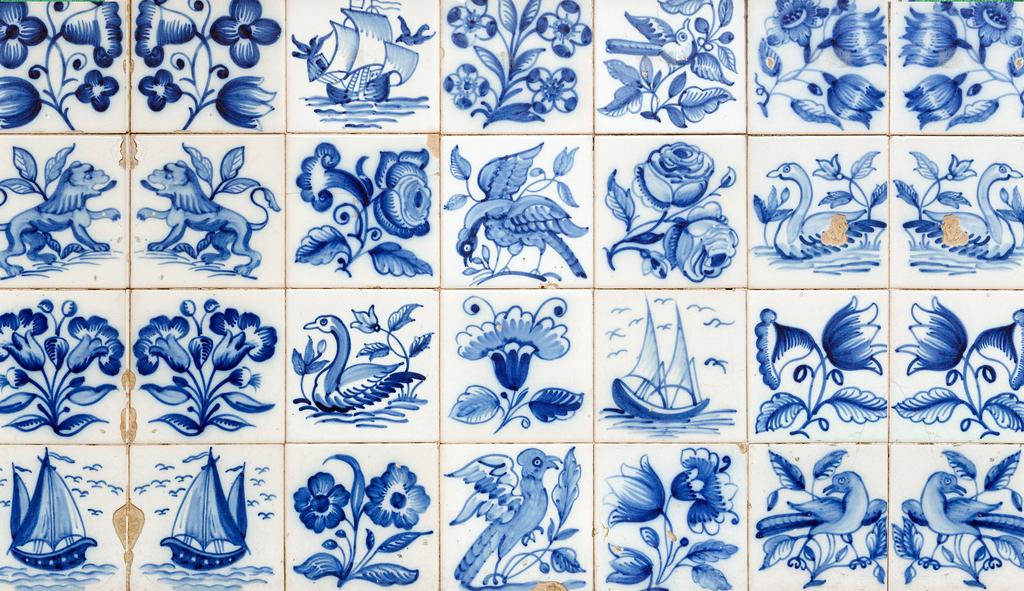 A photograph of blue ceramic tiles.