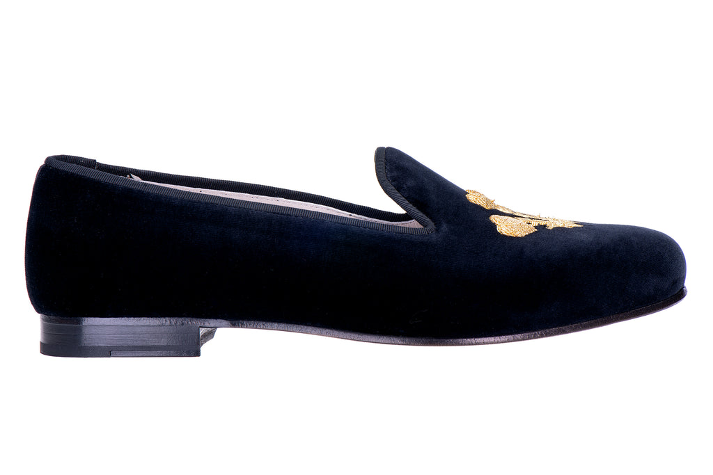 Our Whales Noir Velvet Slipper (Men) item is photographed here against a white background.