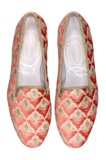 Our red printed slipper on a white background