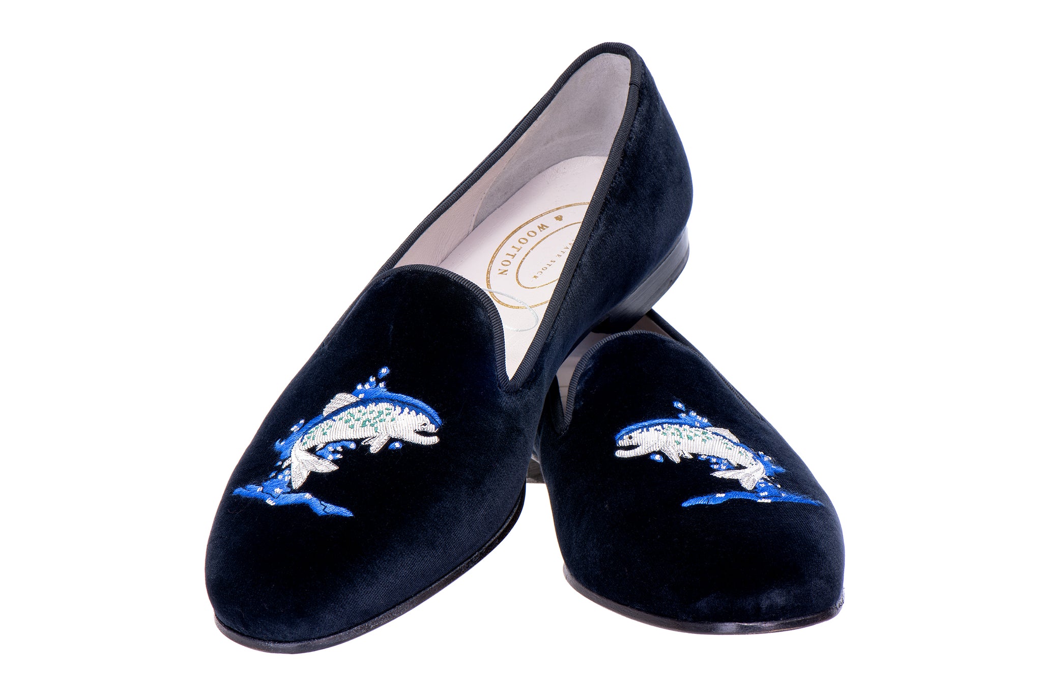 Elong Men’s ‘Winged Chalice’ Blue Velvet Slippers sz: 9 Friulane blue velvet slippers main image 3