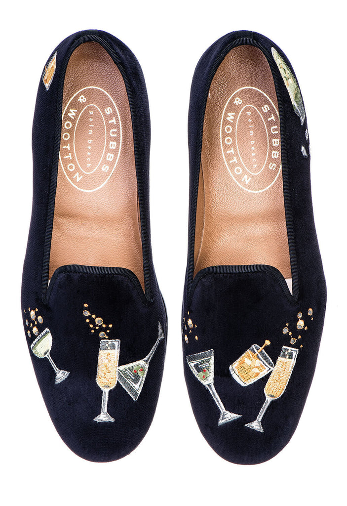 Our Celebrate Black Velvet Slipper (Women) item is photographed here against a white background.