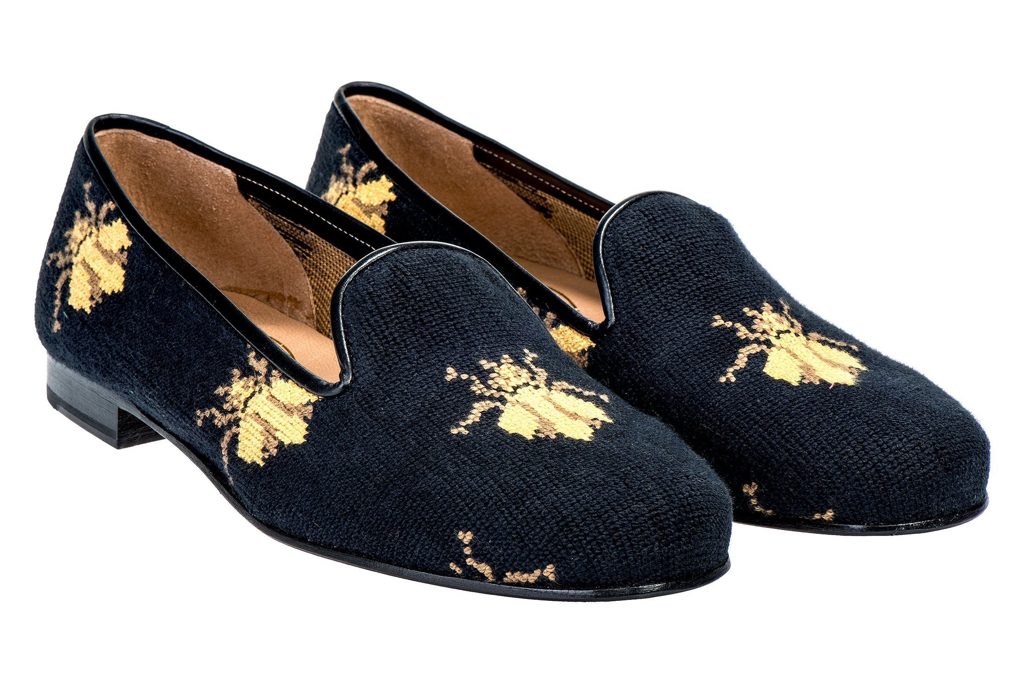 Bee Black Needlepoint Slipper (Women)