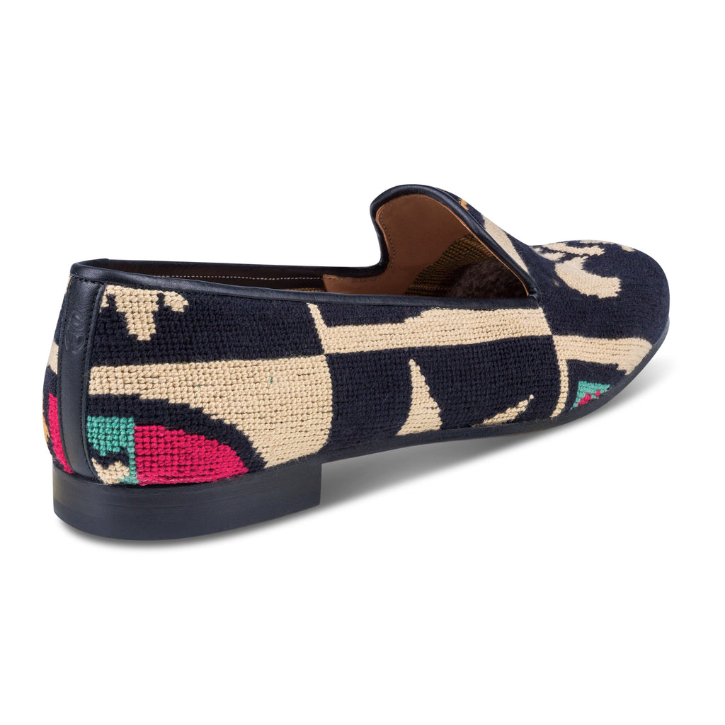 Our Crest Black Needlepoint Slipper (Women) item is photographed here against a white background.