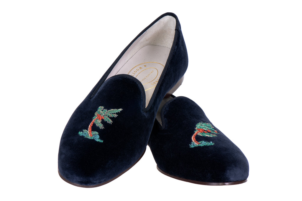 Our storm midnight slipper on a white background.