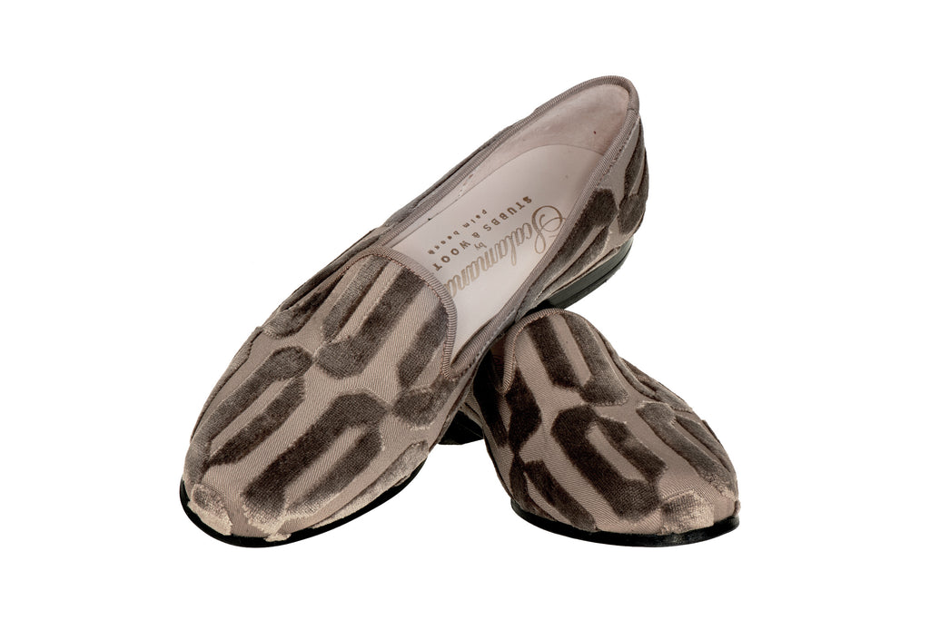 Our typo mink slipper on a white background.