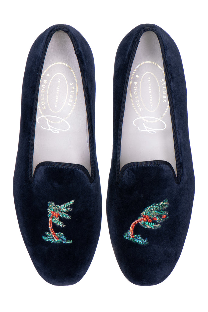 Our storm midnight slipper on a white background.