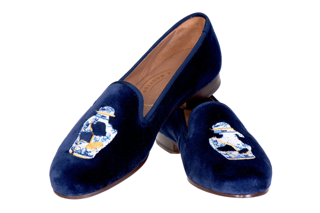 Our Shattered Ming Indigo Velvet Slipper (Women) item is photographed here against a white background.