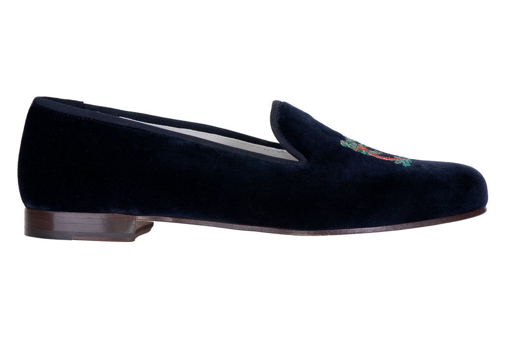 Our storm midnight slipper on a white background.