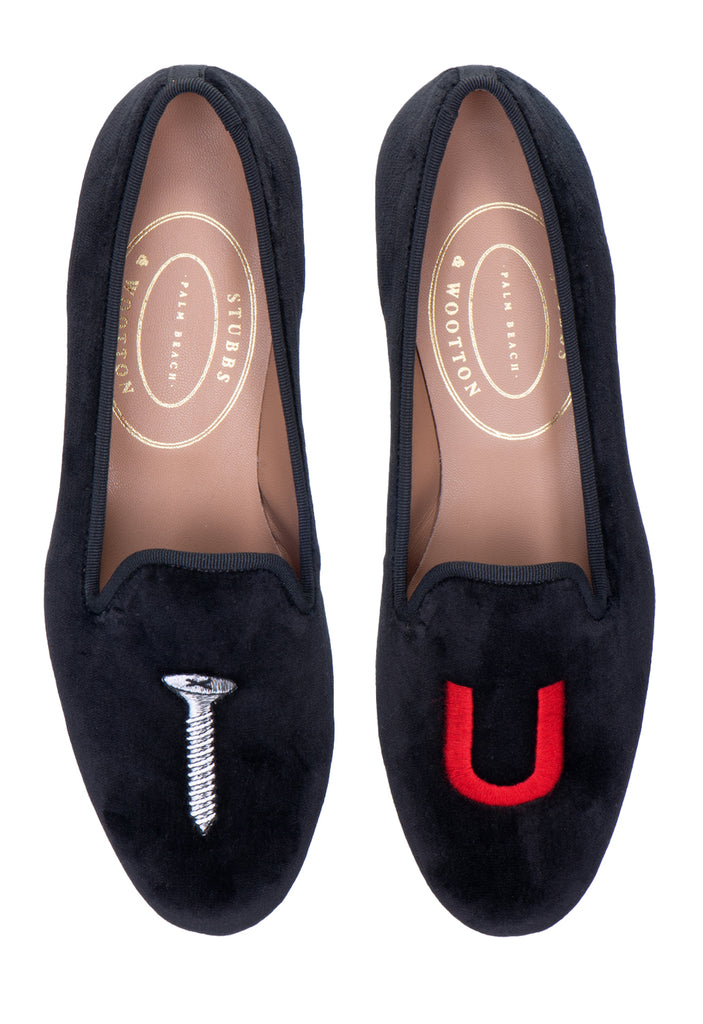 Our College Black Velvet Slipper (Men) item is photographed here against a white background.