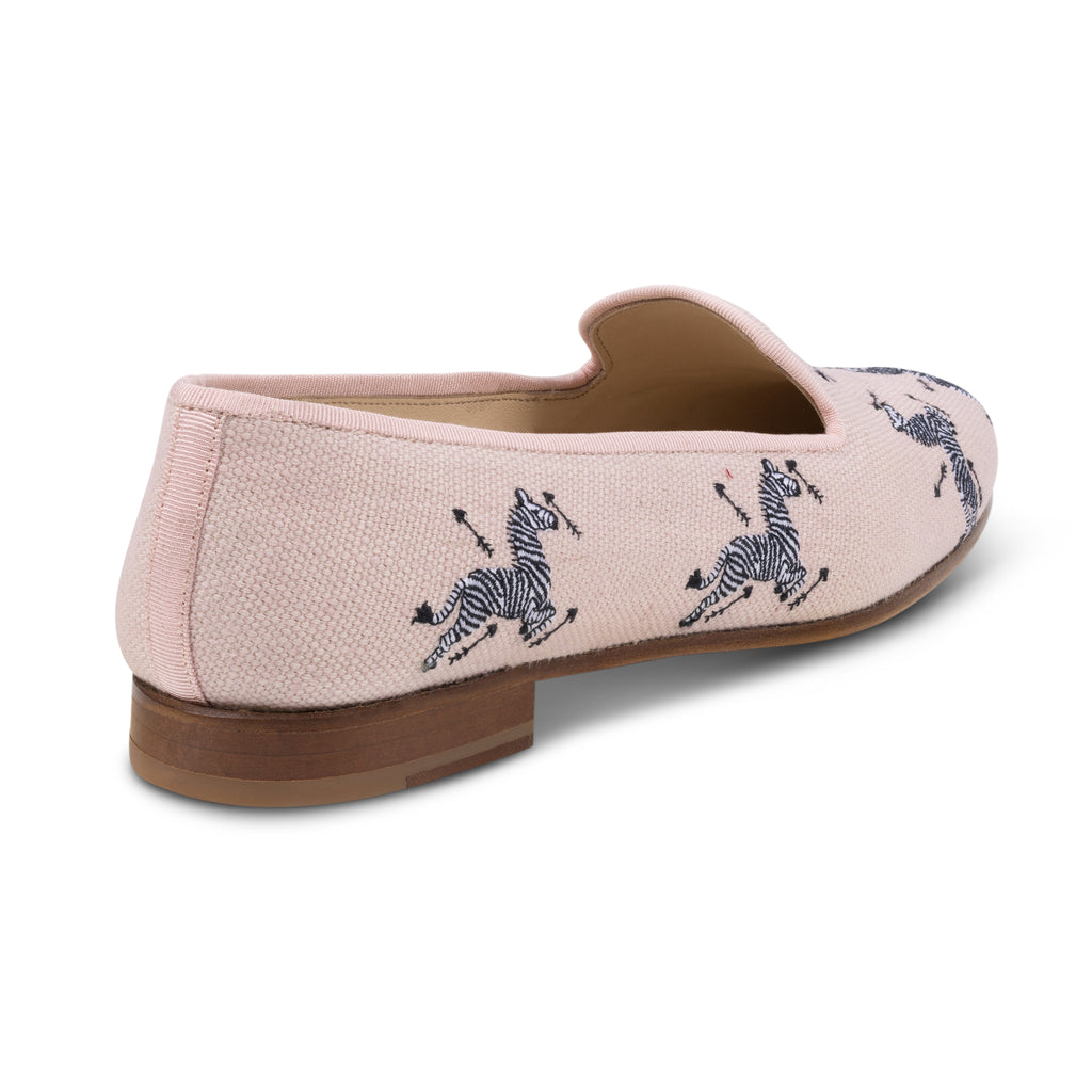 Our Allover Zebra Blush Linen Slipper (Women) item is photographed here against a white background.