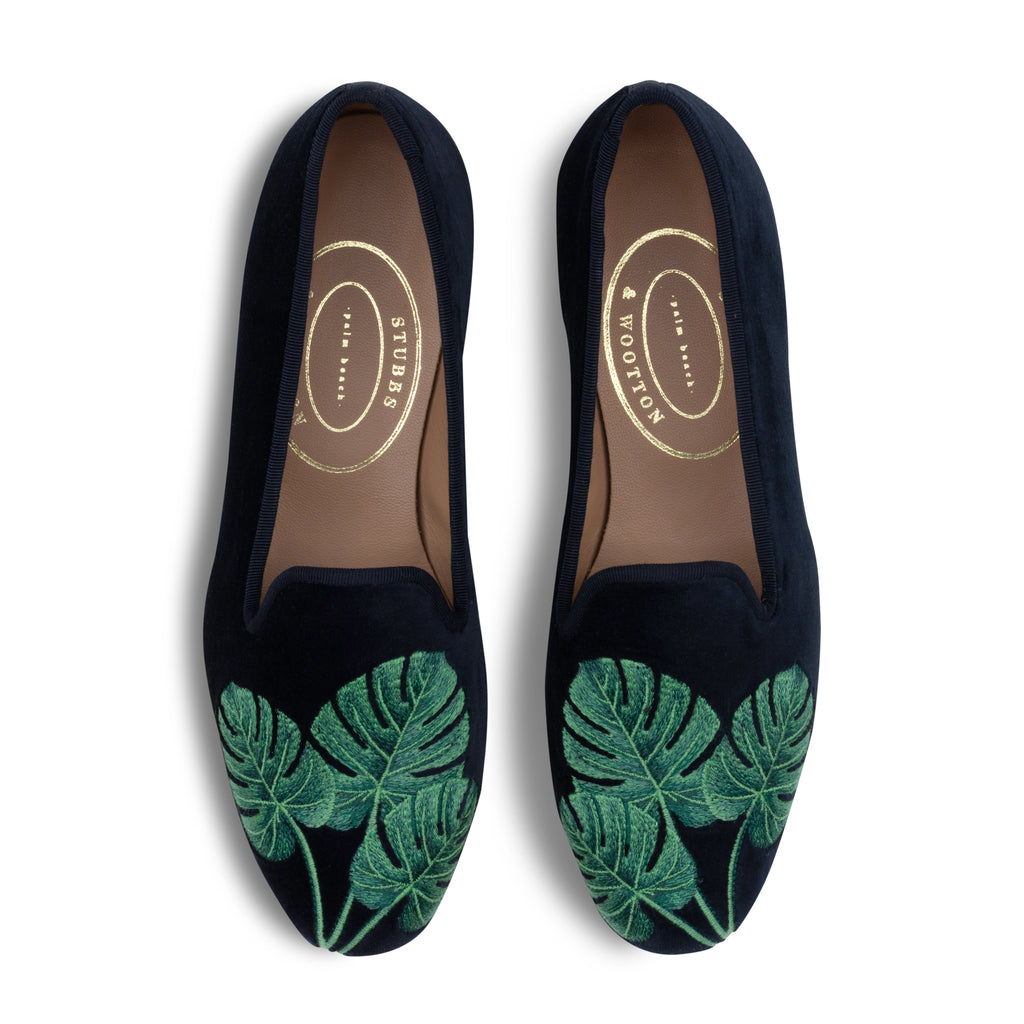 Our Philo Indigo Velvet Slipper (Women) item is photographed here against a white background.