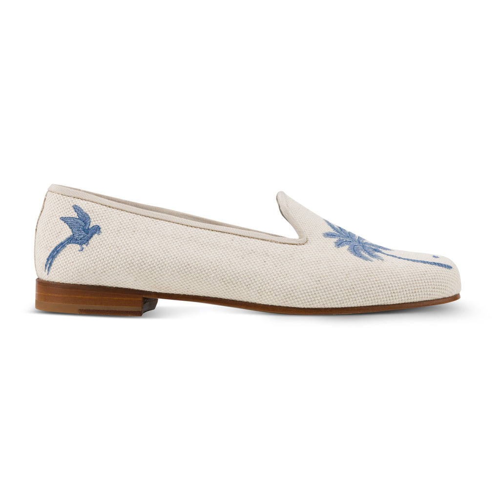 Our Palms Ivory Linen Slipper (Women) item is photographed here against a white background.