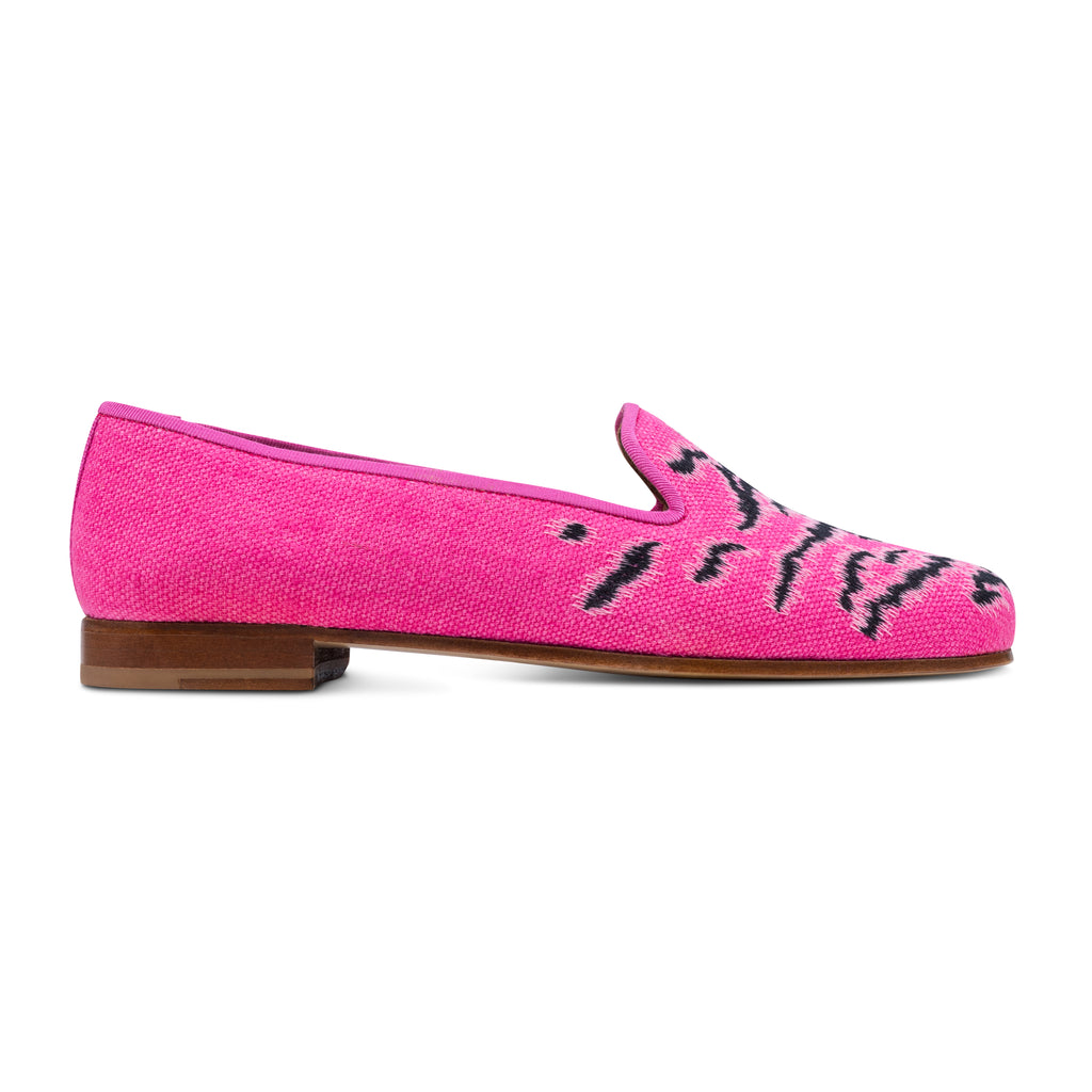 Our Bengal Fuchsia Linen Slipper (Women) item is photographed here against a white background.