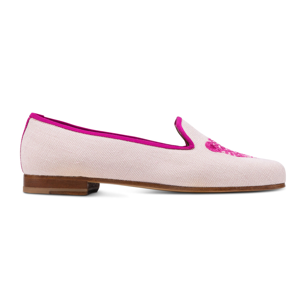 Our Jeweled Leopard Blush Linen Slipper (Women) item is photographed here against a white background.