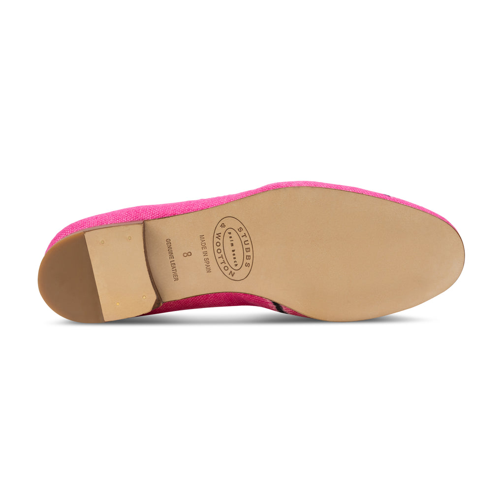 Our Bengal Fuchsia Linen Slipper (Women) item is photographed here against a white background.