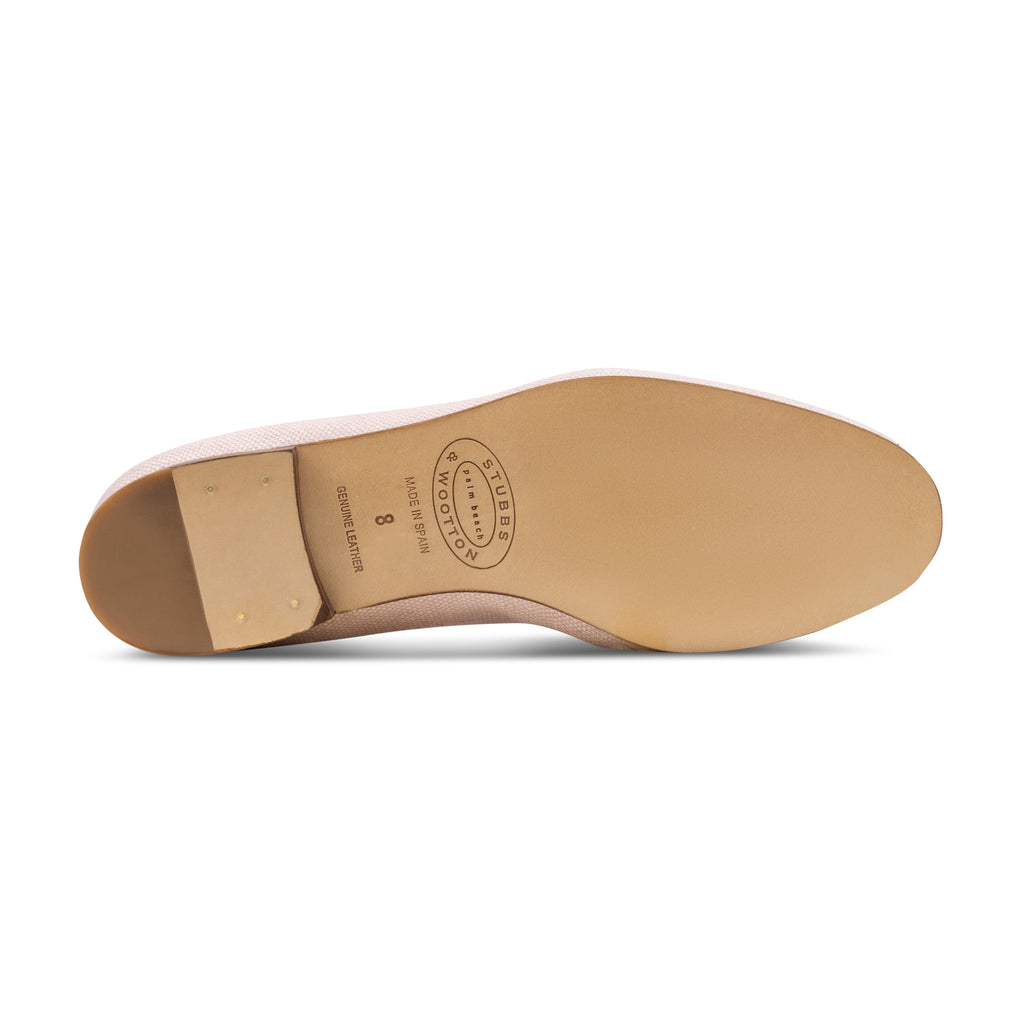 Our Jeweled Leopard Blush Linen Slipper (Women) item is photographed here against a white background.