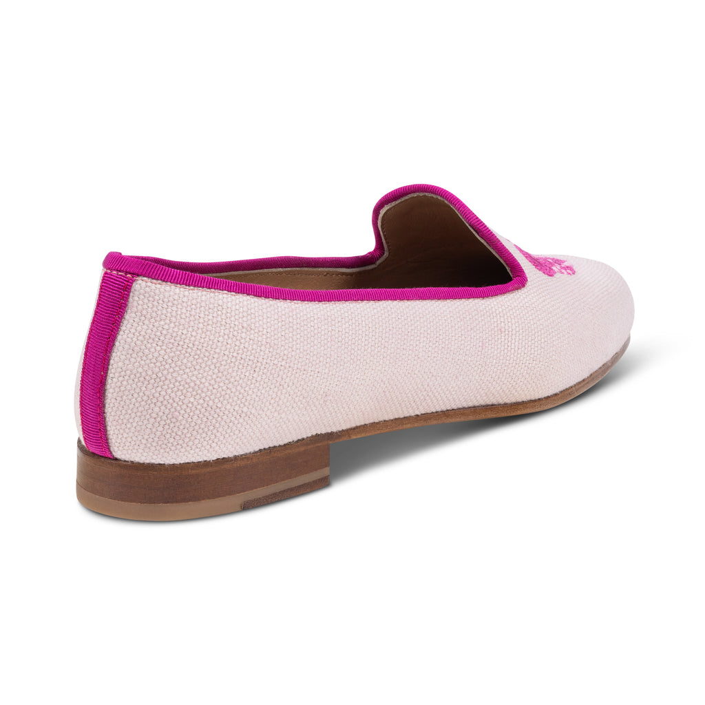 Our Jeweled Leopard Blush Linen Slipper (Women) item is photographed here against a white background.