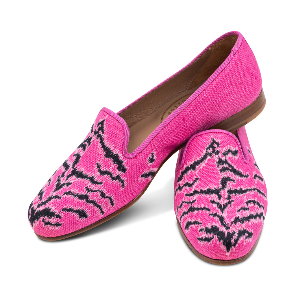 Our Bengal Fuchsia Linen Slipper (Women) item is photographed here against a white background.