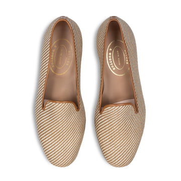 Our Straw Cream Raffia Slipper (Women) item is photographed here against a white background.