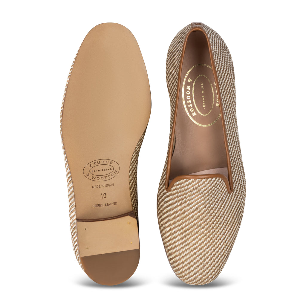 Our Straw Cream Raffia Slipper (Women) item is photographed here against a white background.