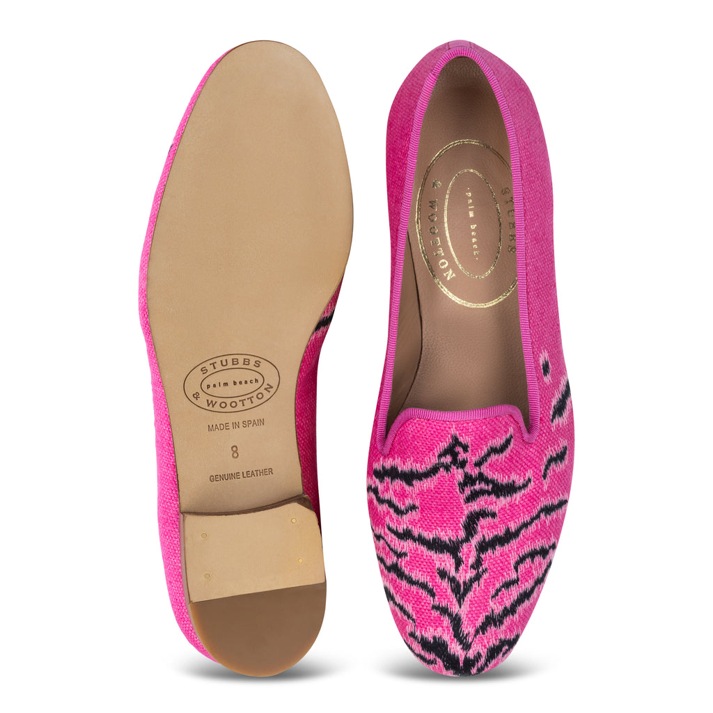 Our Bengal Fuchsia Linen Slipper (Women) item is photographed here against a white background.