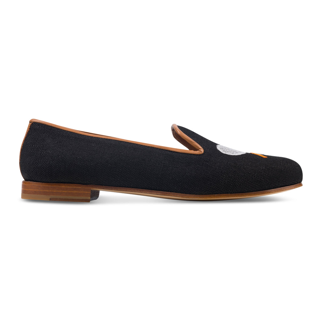Our Tennis Noir Linen Slipper (Men) item is photographed here against a white background.