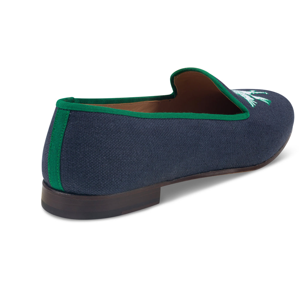 Our Pegasus Navy Linen Slipper (Men) item is photographed here against a white background.