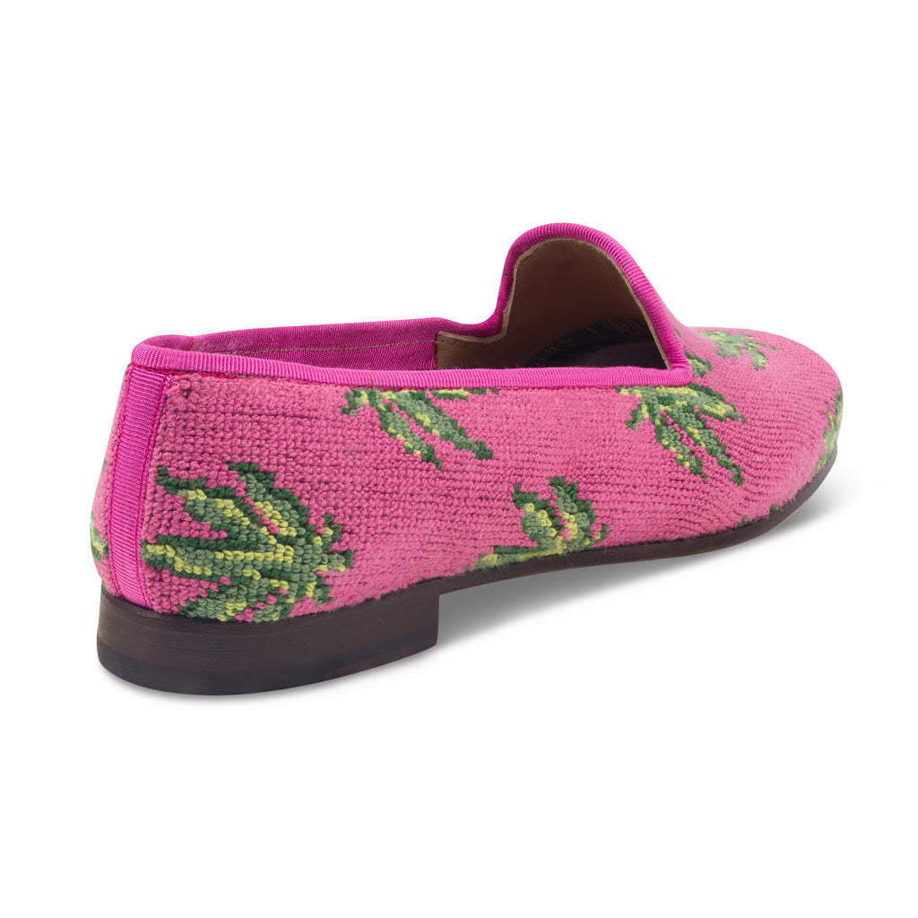 Our Hemp Pink Needlepoint Slipper (Women) item is photographed here against a white background.