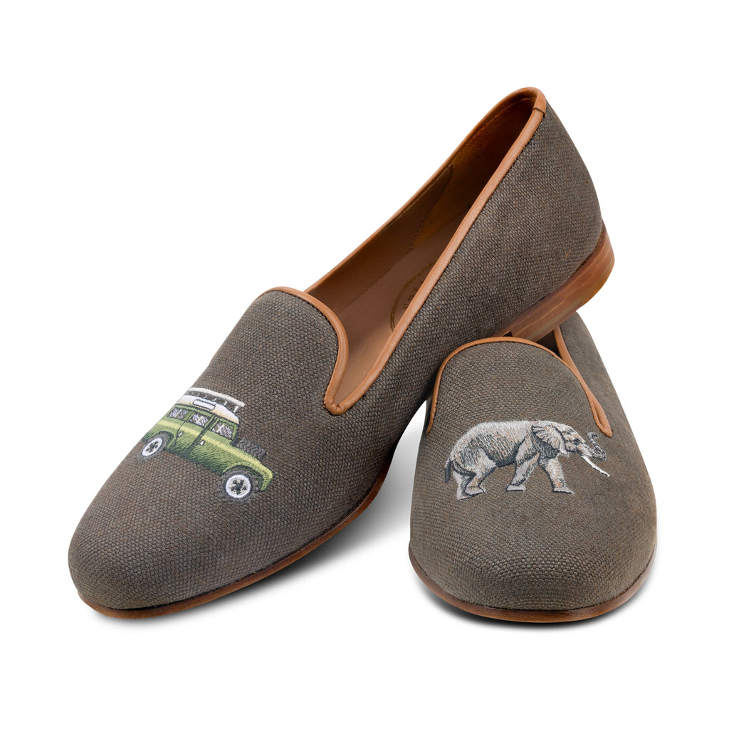 Our Safari Sepia Linen Slipper (Men) item is photographed here against a white background.