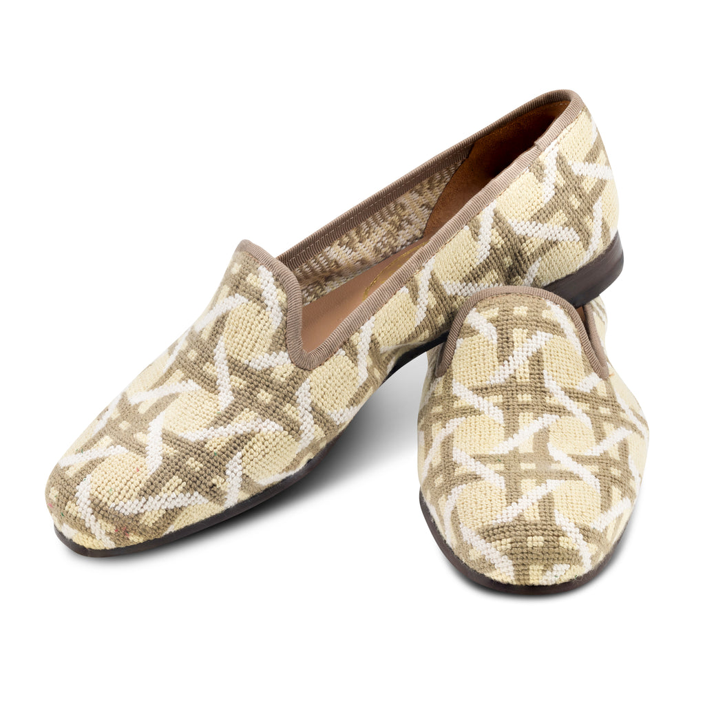 Our Cane Ivory Needlepoint Slipper (Women) item is photographed here against a white background.