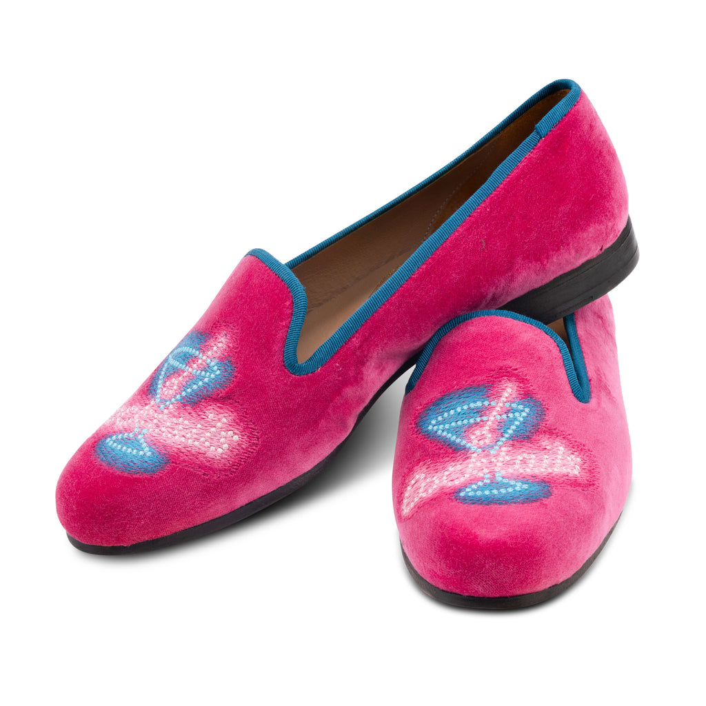 Our Cocktails Fuchsia Velvet Slipper (Women) item is photographed here against a white background.