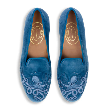 Our Octopus Ink Velvet Slipper (Women) item is photographed here against a white background.