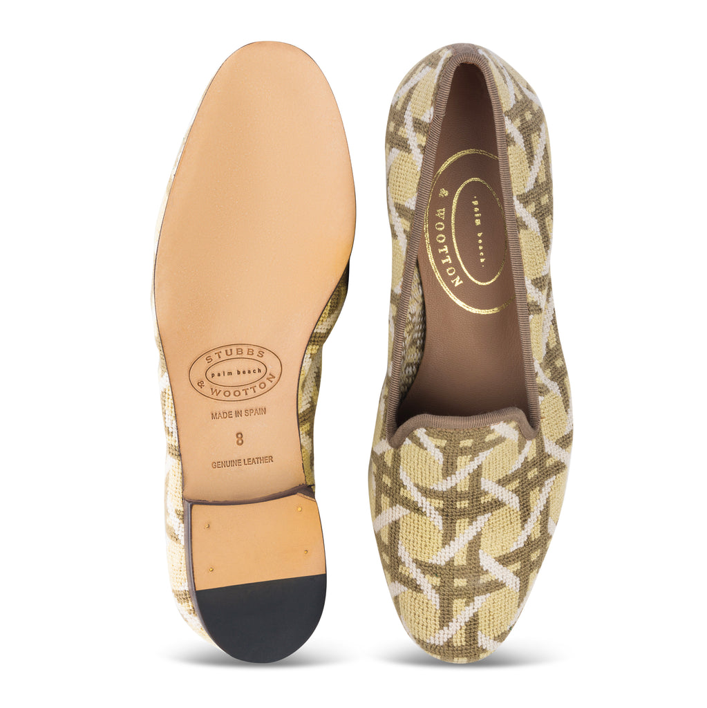 Our Cane Ivory Needlepoint Slipper (Women) item is photographed here against a white background.