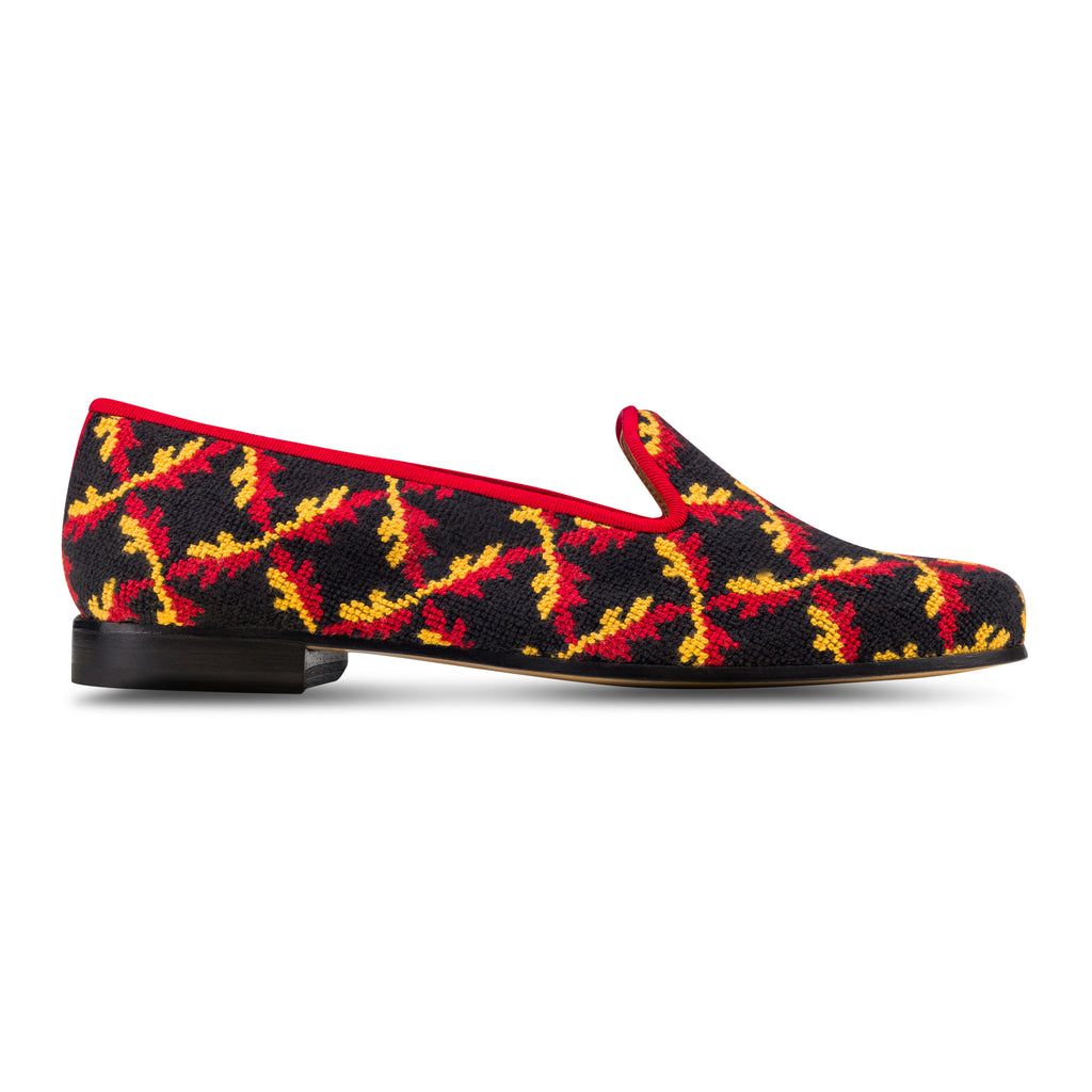 Our Trellis Noir Needlepoint Slipper (Women) item is photographed here against a white background.