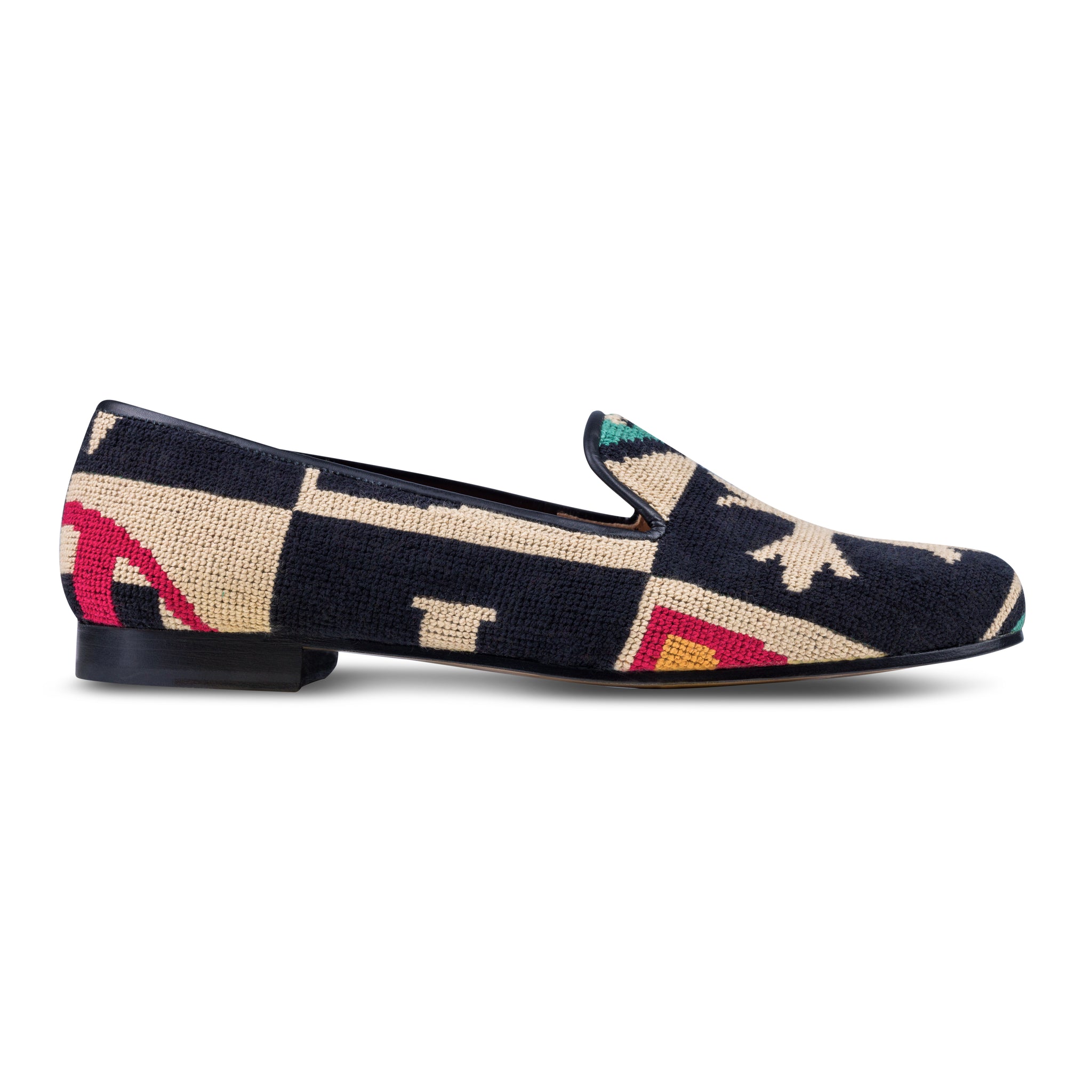 Crest Black Needlepoint Slipper (Men)