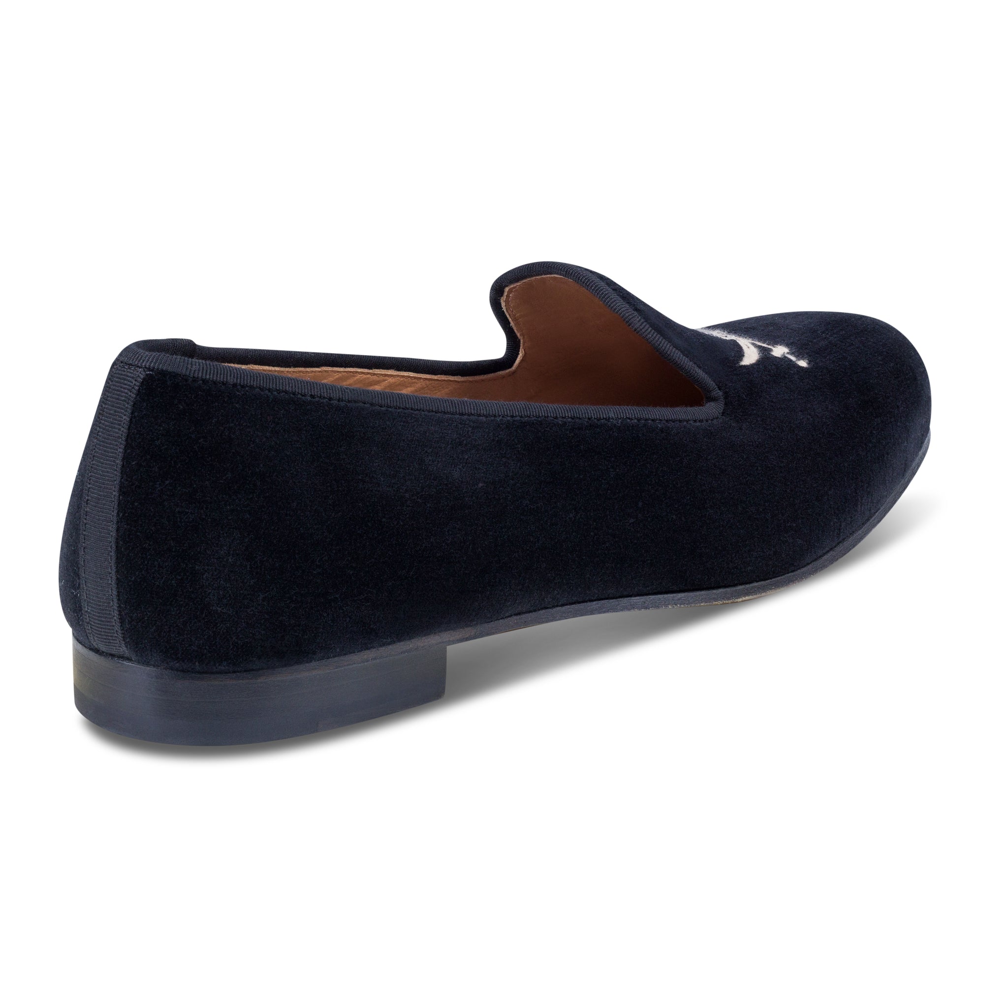 Skull Black Velvet Slipper (Men)