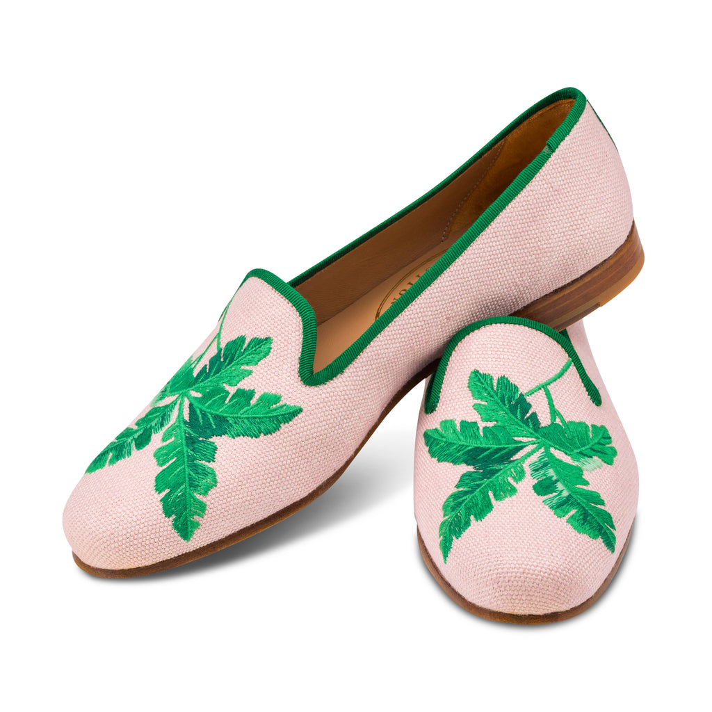 Our Broadleaf Blush Linen Slipper (Women) item is photographed here against a white background.