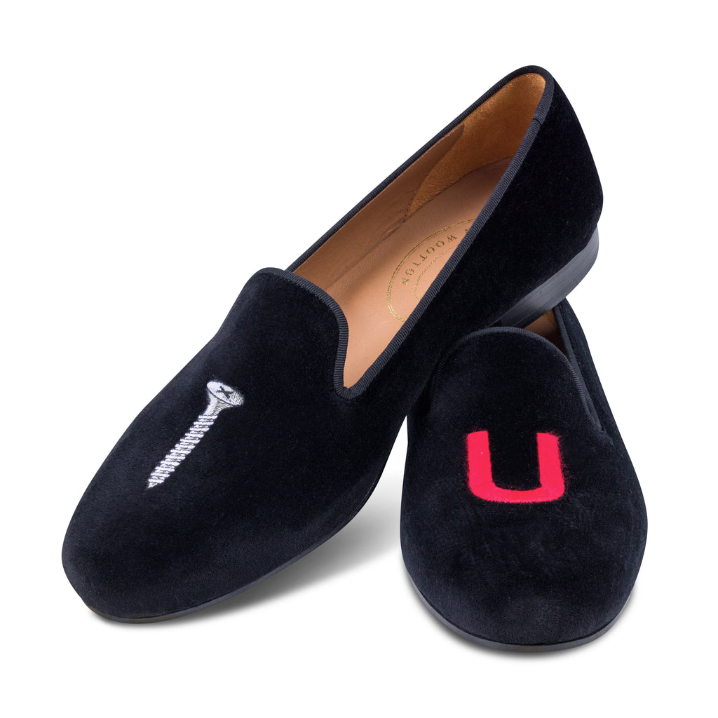 Our College Black Velvet Slipper (Men) item is photographed here against a white background.