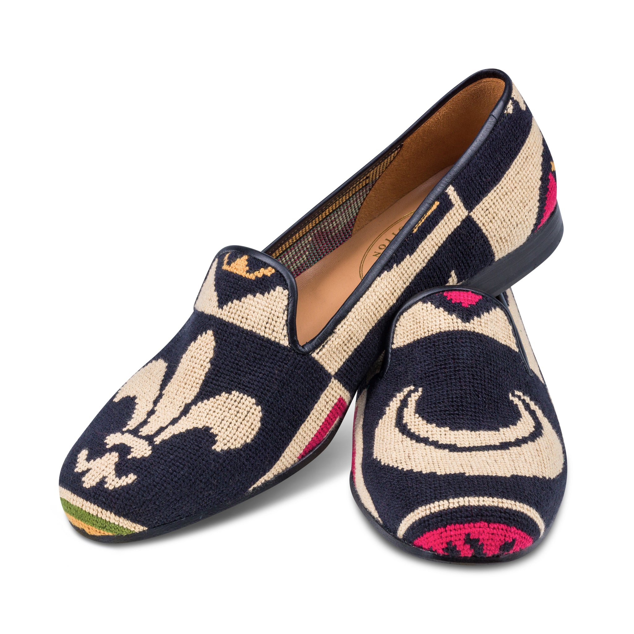 Crest Black Needlepoint Slipper (Men)