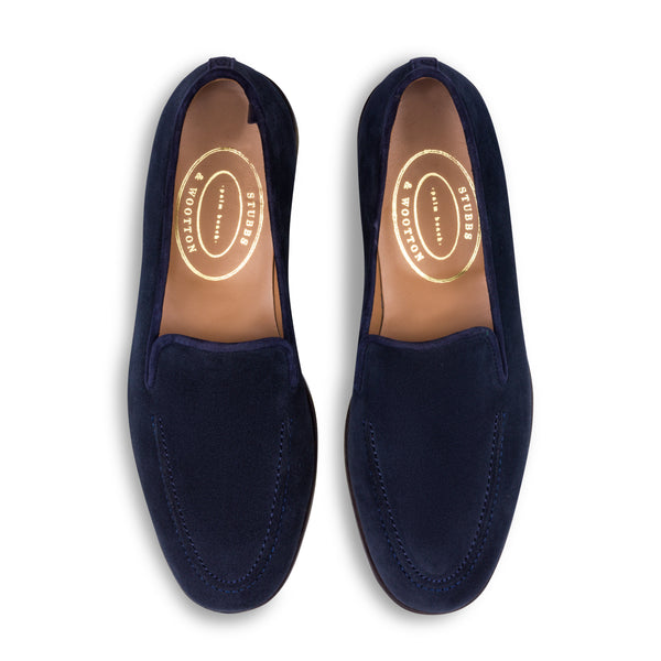 SLIPPER NAVY SUEDE-US11（29.0） Navy Needlepoint Slipper (Men)