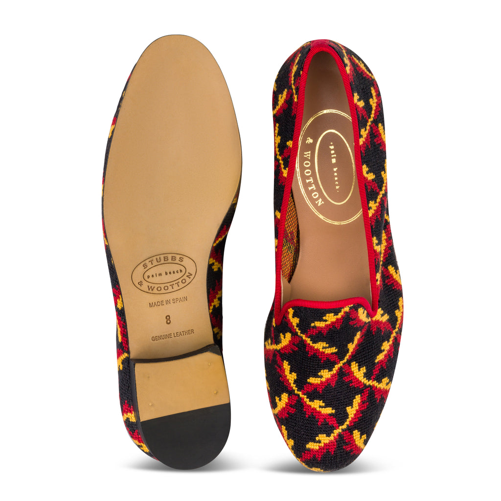 Our Trellis Noir Needlepoint Slipper (Women) item is photographed here against a white background.