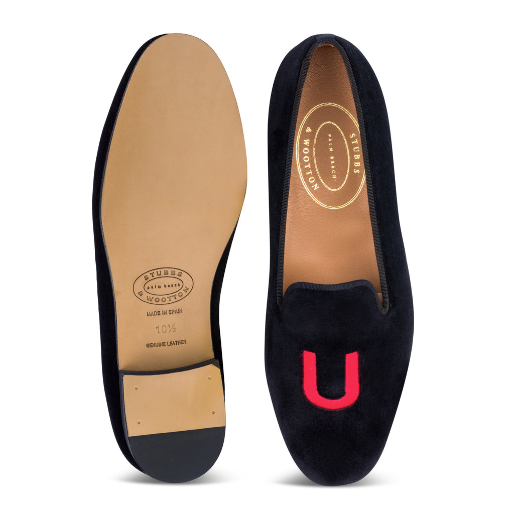 Our College Black Velvet Slipper (Men) item is photographed here against a white background.