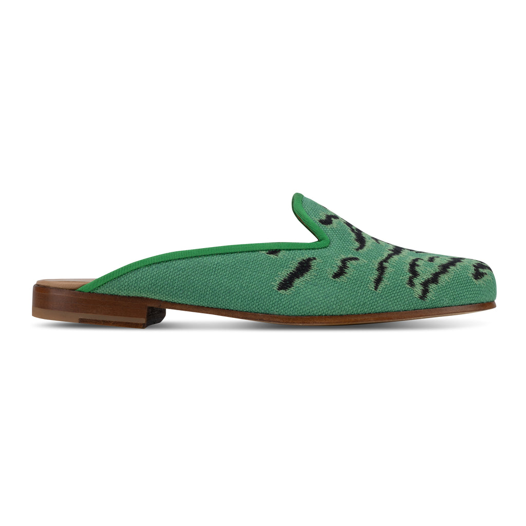 Our Bengal Emerald Linen Mule (Women) item is photographed here against a white background.