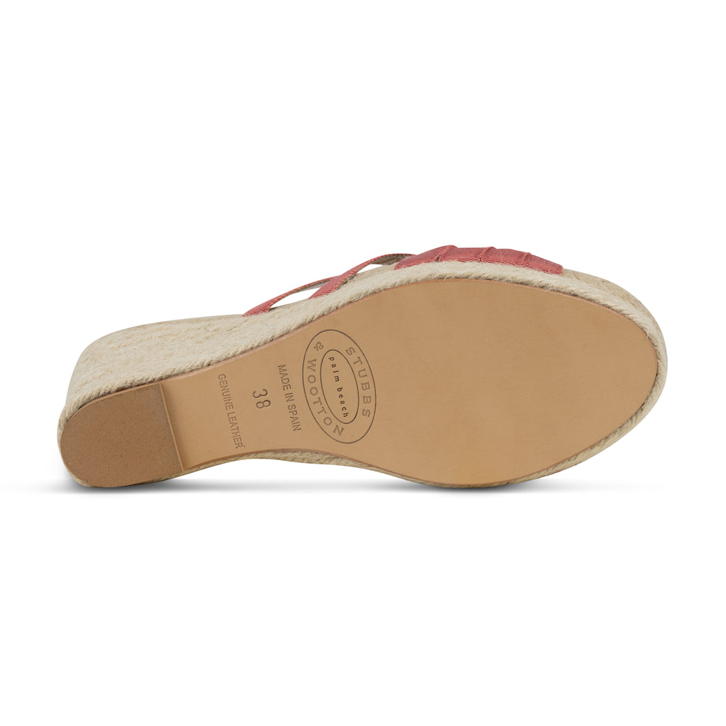 Our Red Coral Grace Espadrille Heel item is photographed here against a white background.