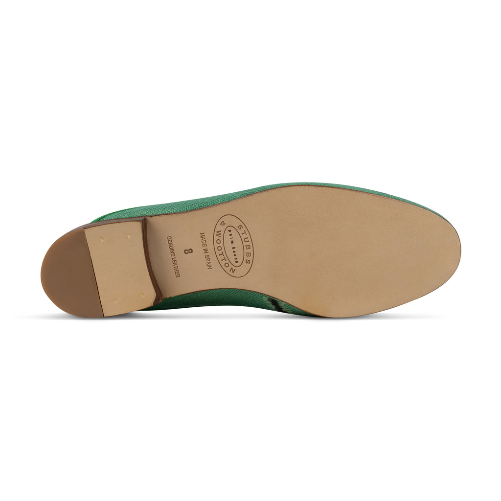 Our Bengal Emerald Linen Mule (Women) item is photographed here against a white background.
