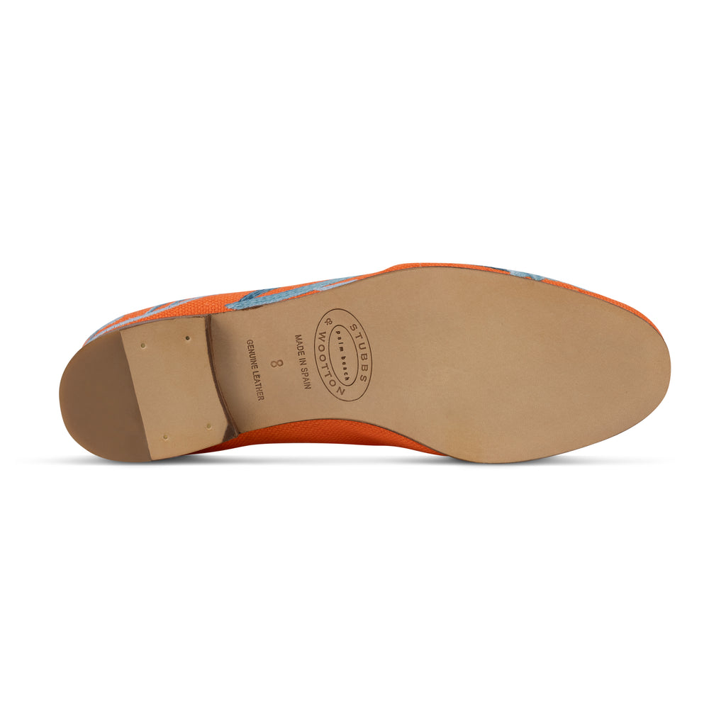 Our Anemone Orange Linen Slipper (Women) item is photographed here against a white background.