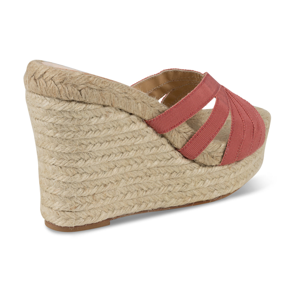 Our Red Coral Grace Espadrille Heel item is photographed here against a white background.