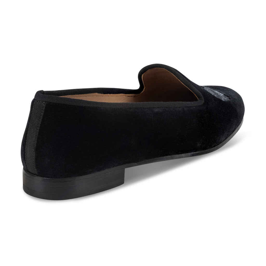 Our Gator Noir Velvet Slipper (Men) item is photographed here against a white background.