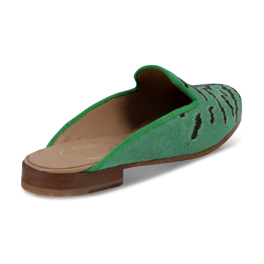 Our Bengal Emerald Linen Mule (Women) item is photographed here against a white background.